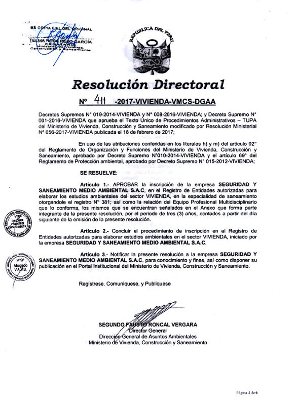 Acreditación Ministerio de Vivienda